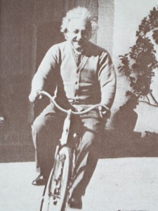 albert einstein riding a bike