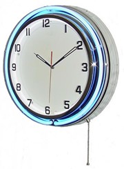 Classic  Blue  18" Neon Wall  Clock  With Metal Case