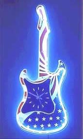 29" High USA Flag Blue Guitar Neon Wall Clock NEW