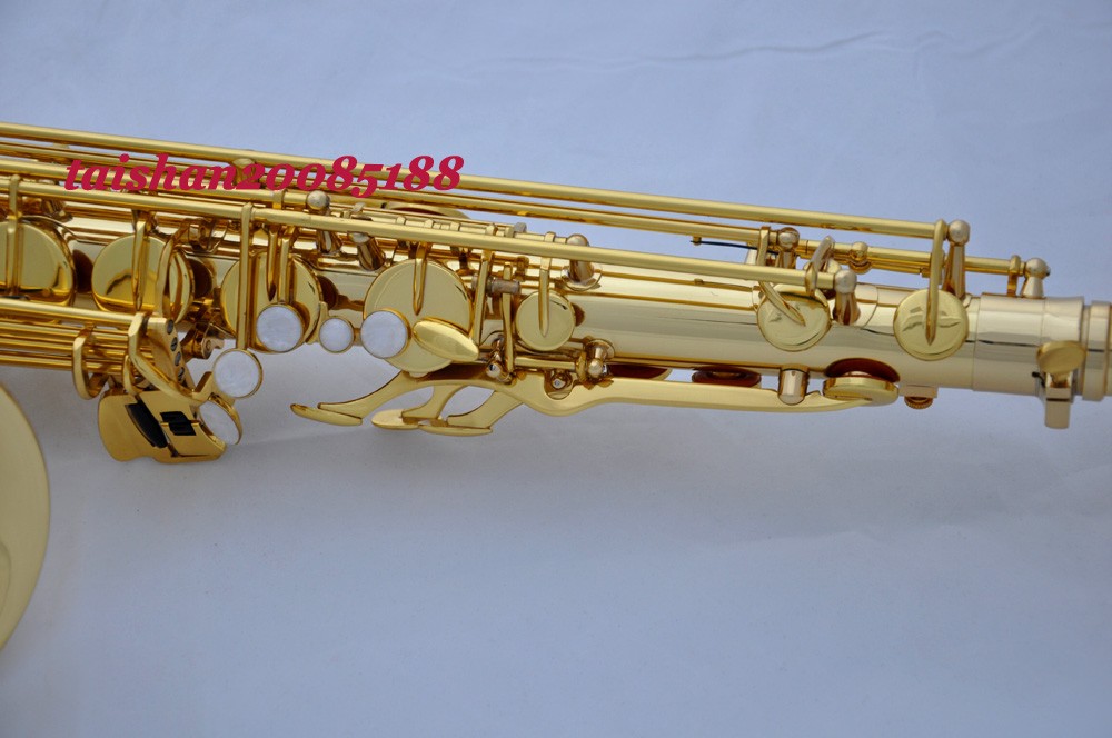 Professional new Gold lacq Bb Tenor Saxophone Saxofon High F Sax with Case