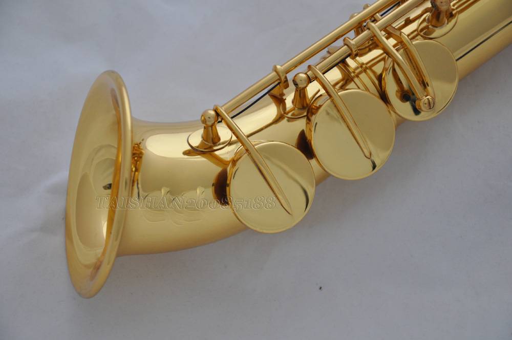 AAA++ Gold Soprano Saxello Curved Bell Saxophone High F, G NEW 2 Necks