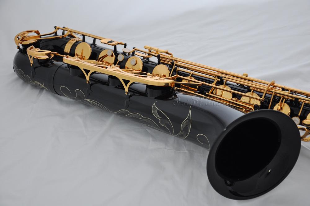 Professional Black lacquer Baritone Saxophone Eb Sax Low A high F with