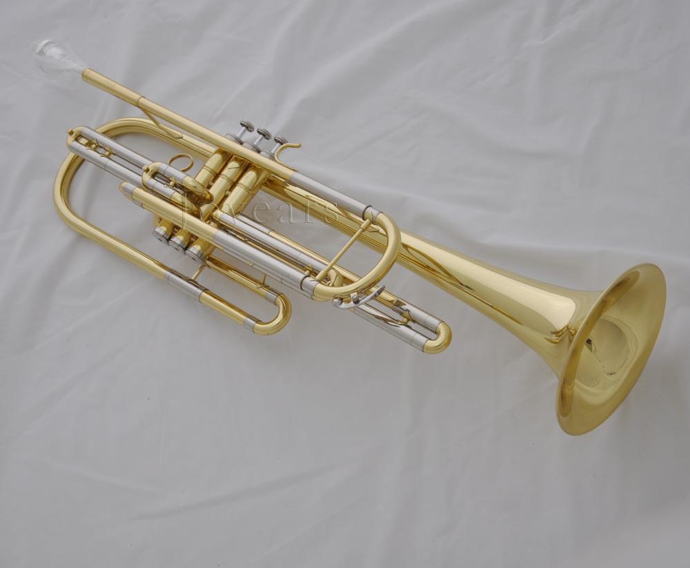 Professional Gold Lacquer Bass Trumpet Bb 3 Piston Vavles New Horn with