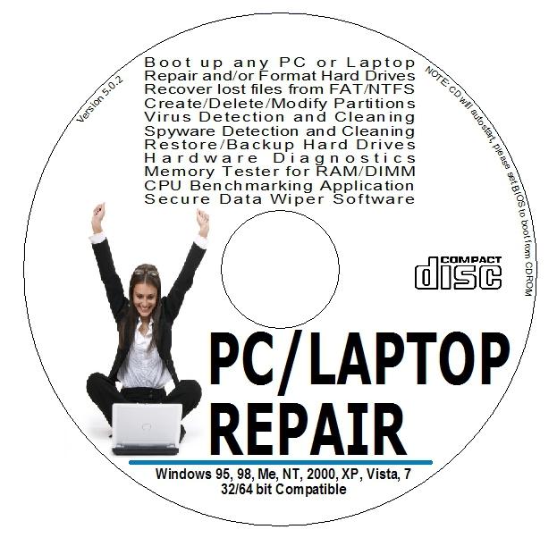 reinstall windows xp os NEW LAPTOP REPAIR CD, BOOT, RESCUE, BACKUP 4 PC/LAPTOP pic