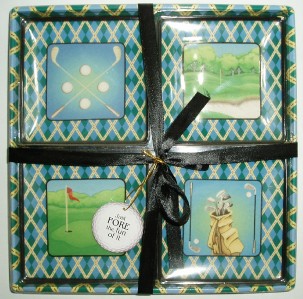 SET OF 4 MINI COLLECTOR PLATES - GOLF THEME
