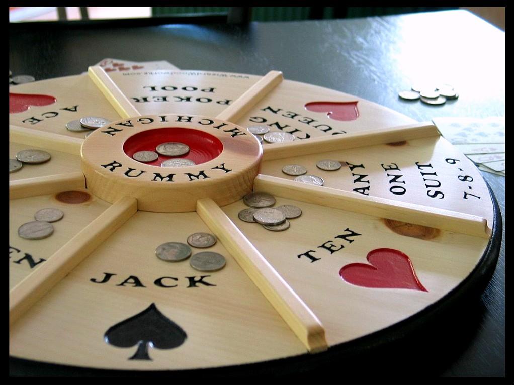New 18" MICHIGAN RUMMY Wooden Board Game on Lazy Susan eBay