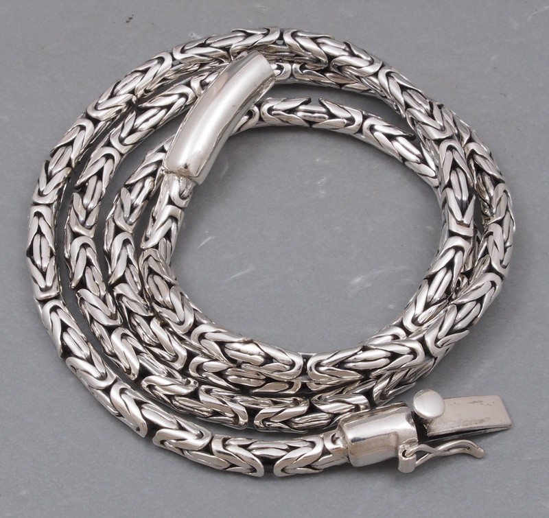 58g 22" 4mm BALI BYZANTINE 925 STERLING SOLID SILVER MENS NECKLACE KING