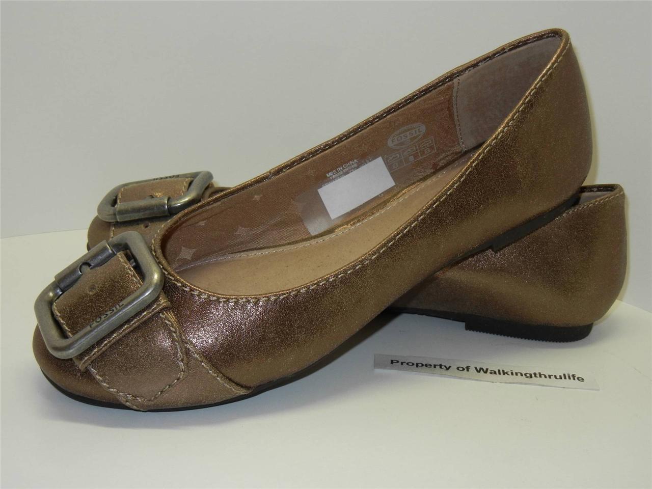 NEW Fossil Maddox Womens Sz 9.5 M Gold Leather Buckle