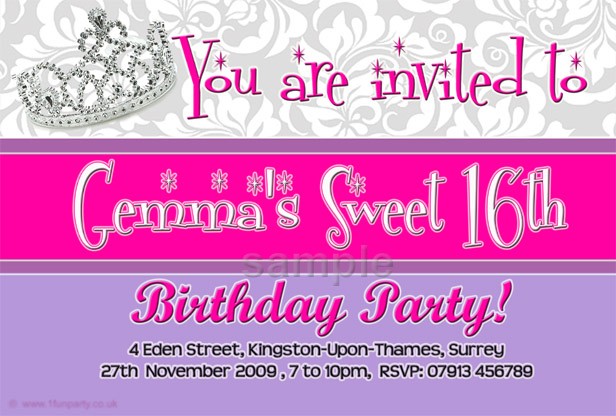 16th birthday party invitations for. Suitable for ANY age!