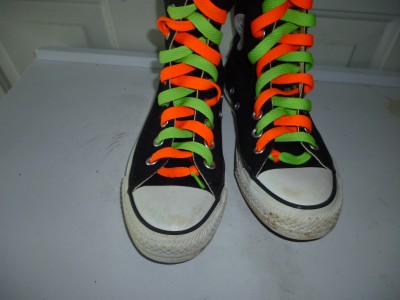 Lime Green Converse Shoes on Converse All Star Black Knee Hi Tennis Shoes Orange Lime Laces   Ebay