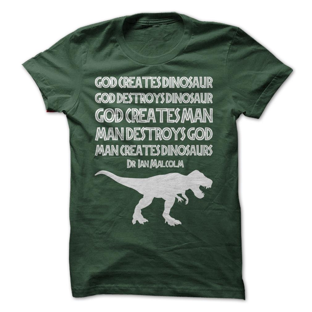 Man Creates Dinosaur Funny TShirt Short Sleeve 100 Cotton Jurassic