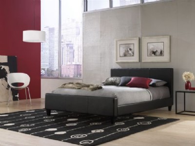 Black Full on Full Size Leather Euro Bed Black Ebay