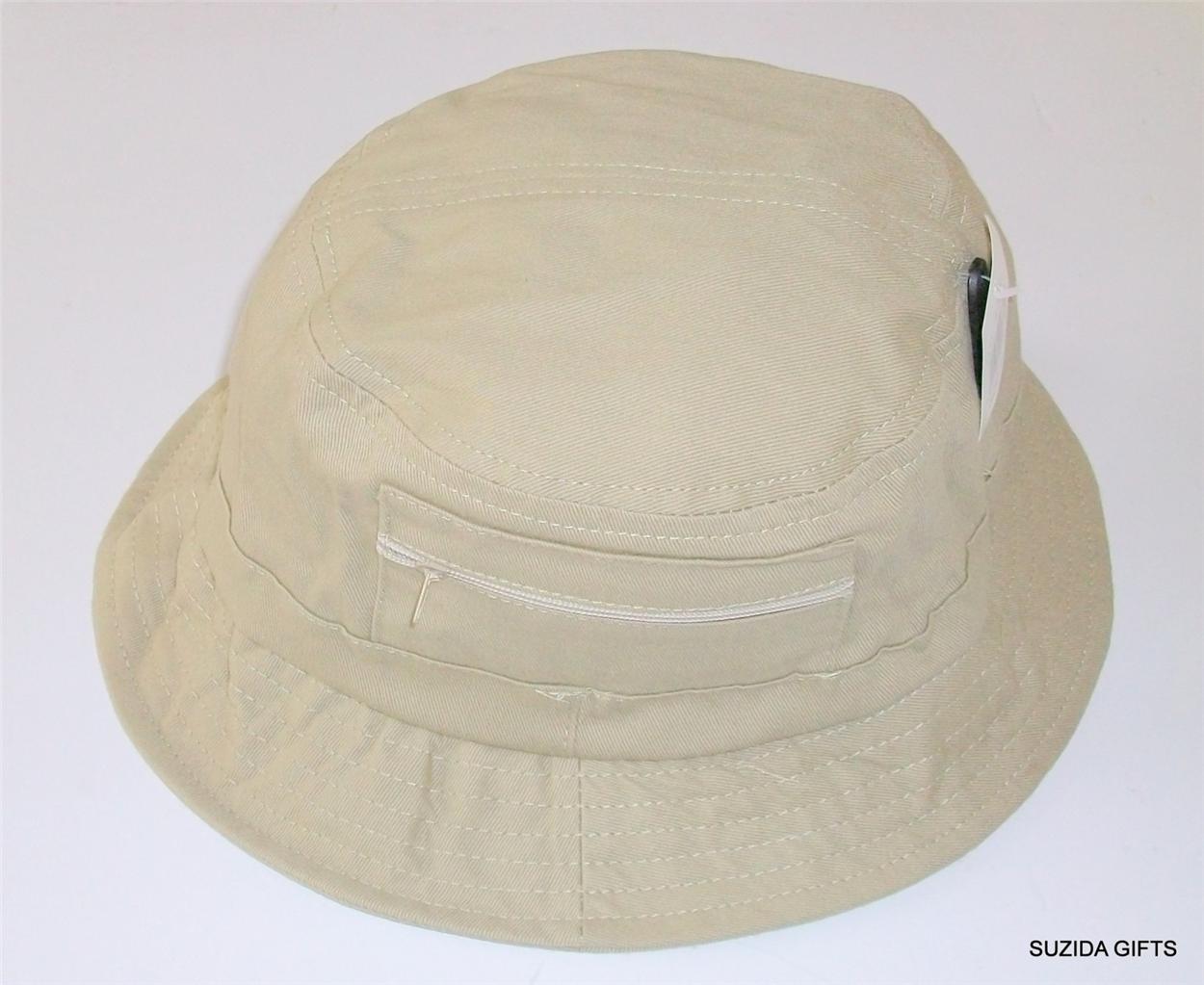 MEN WOMENS BUCKET SUN HAT WITH 2 ZIP POCKETS 5759cm BNWT eBay