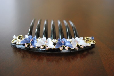 Wedding Party Hair Styles on New Beautiful Wedding Party Hair Comb Purple Silver Flowers W Crystals