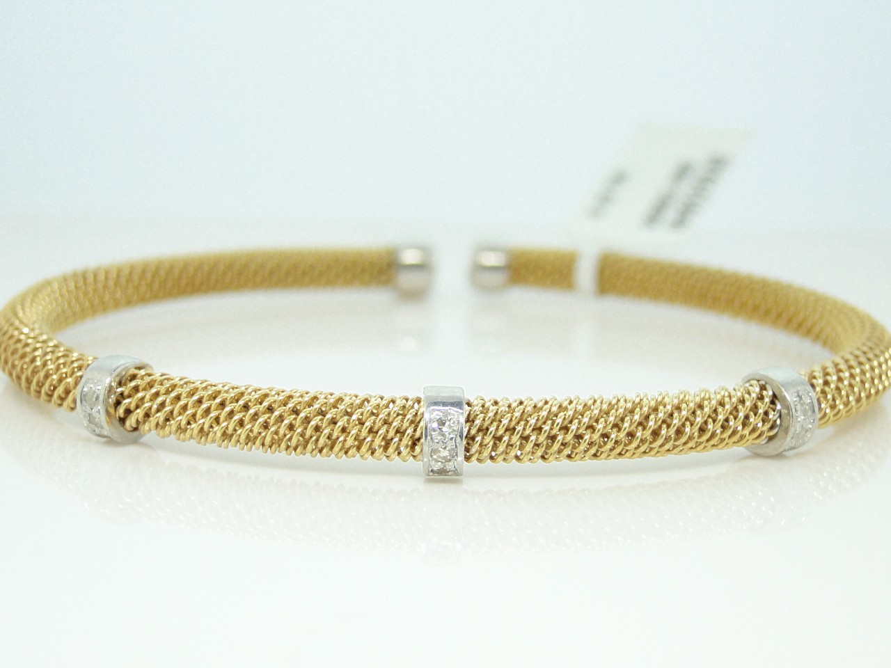 LADIES WOMENS STACKABLE MESH DIAMOND BANGLE BRACELET - Picture 5 of 5