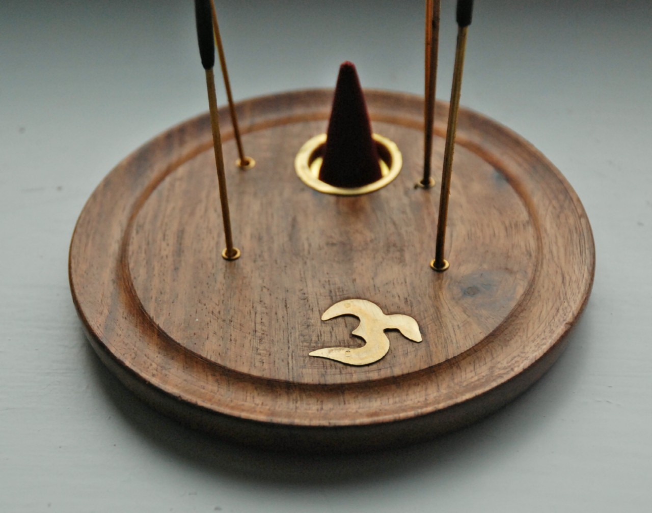 Incense Burner Plate Wood & Brass Inlay 3 styles to choose from UK