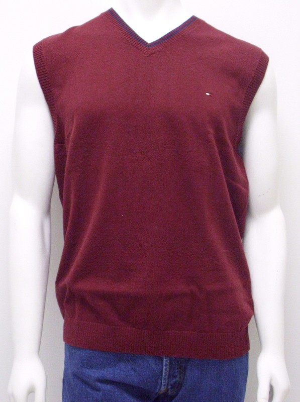 MENS TOMMY HILFIGER SWEATER VEST RED BURGUNDY SMALL S eBay