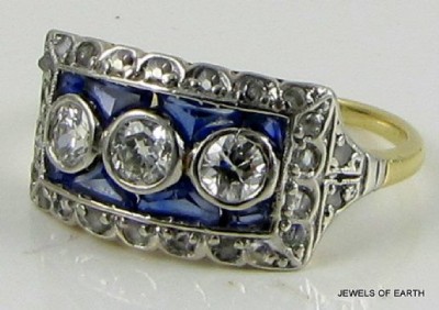  Deco Antique Jewelry on Antique Art Deco Diamond And Sapphire Ring Jewelry   Ebay