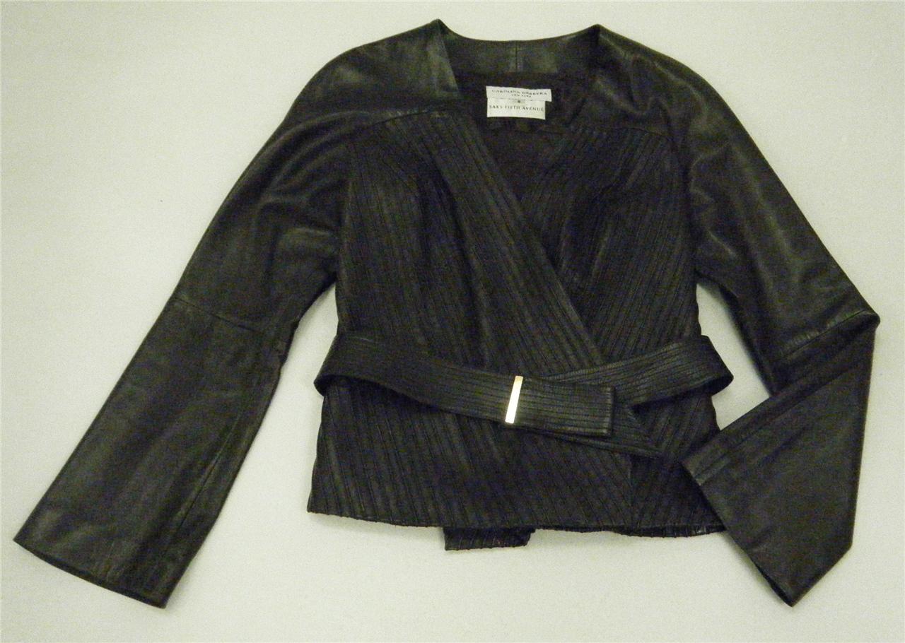 CAROLINA HERRERA BROWN BUTTER SOFT LEATHER JACKET*8 | eBay