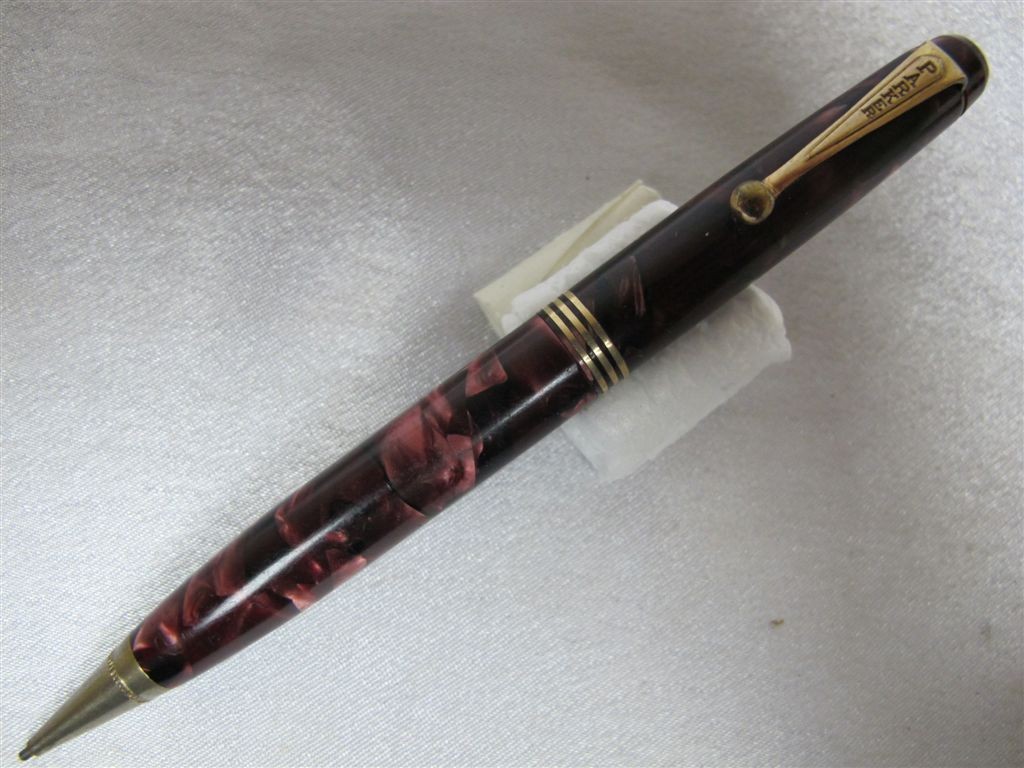 VINTAGE PARKER MECHANICAL PENCIL BURGUNDY MARBLE USA eBay