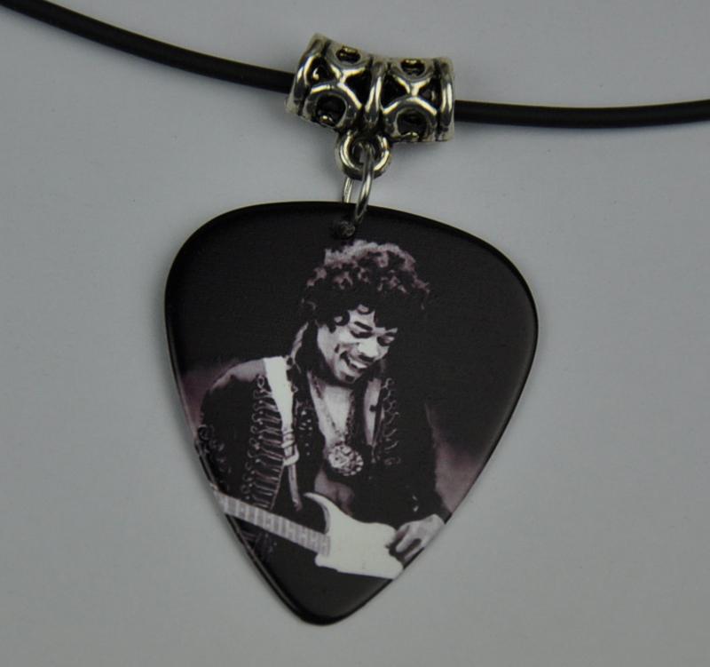 Jimi Hendrix Medium Guitar Pick Necklace , Tibetan Silver Pendant