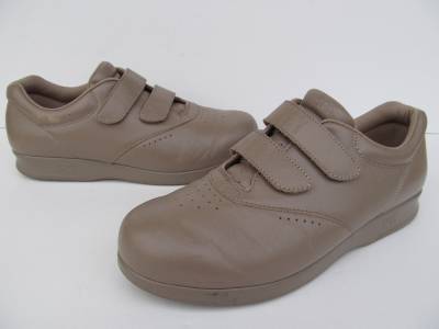 SAS Me Too Mocha Leather Velcro Comfort Walking Shoes Womens sz 9.5 M