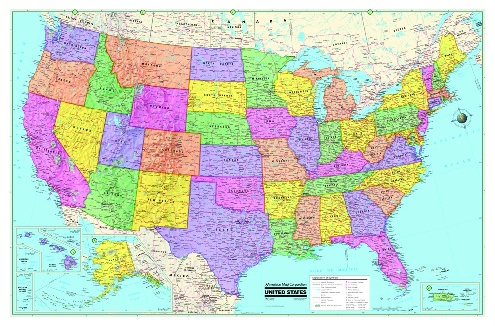 Large United States Map Poster Map 