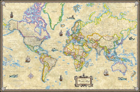 Antique World Wall map poster Map Of The World Wall Poster Map Of The World Wall Poster Antique World Wall map poster