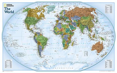 Map Of The World Laminated Wall Poster World Wall Map Poster National Geographic