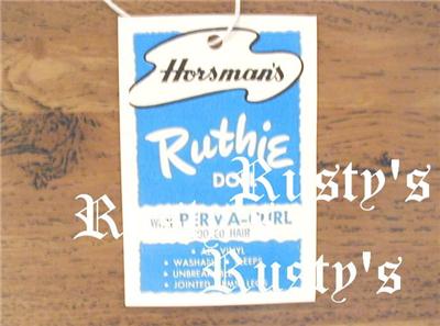 19501960fashions on 1950 S And 1960 S Horsman Ruthie Doll Wrist Hang Tag   Ebay