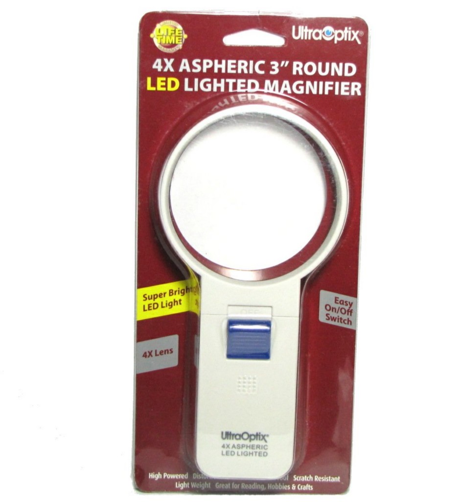 UltraOptix Pocket LED Lighted Magnifier 7X Round 1.5" Lens