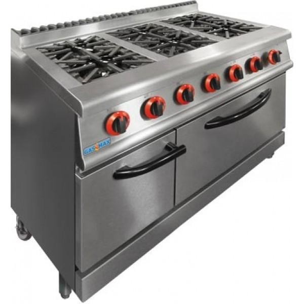 Gas Oven with 6 Burner Range, Commercial Restaurant & Kitchen Equipment