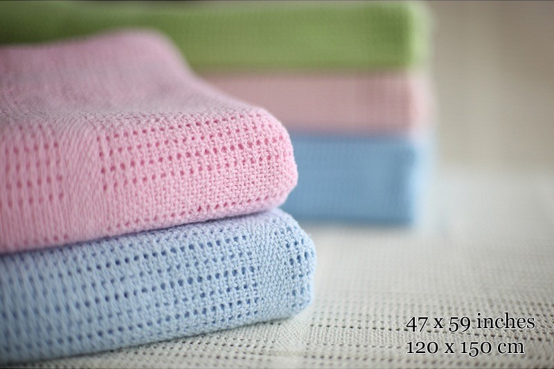 Cotton Thermal Receiving Baby Toddler Throw Nursery Blanket Knit Hole