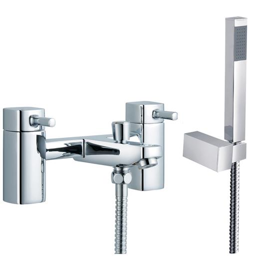 Chrome Square Bathroom Bath Mixer Shower Taps With Shower Attachment