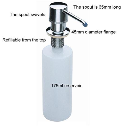 Chrome Pump Action Soap Dispenser Concealed Reservoir For Kitchen Or