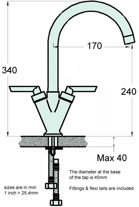 Sink Tap Dimensions Tap Size