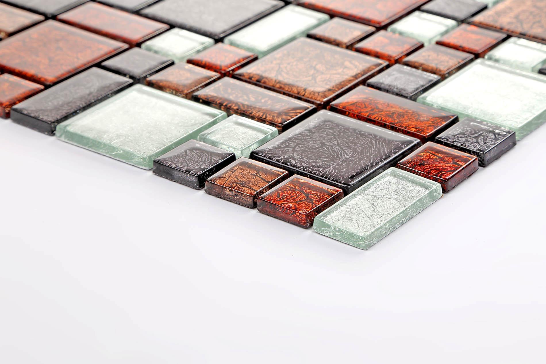 Autumn Hong Kong Foil Glass Mosaic Tiles Modular Random Mix Sheet MT0064