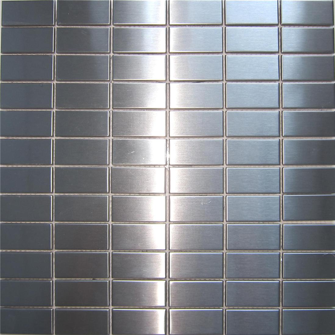 Sheets Of Brushed Silver Stainless Steel Mosaic Tiles 037