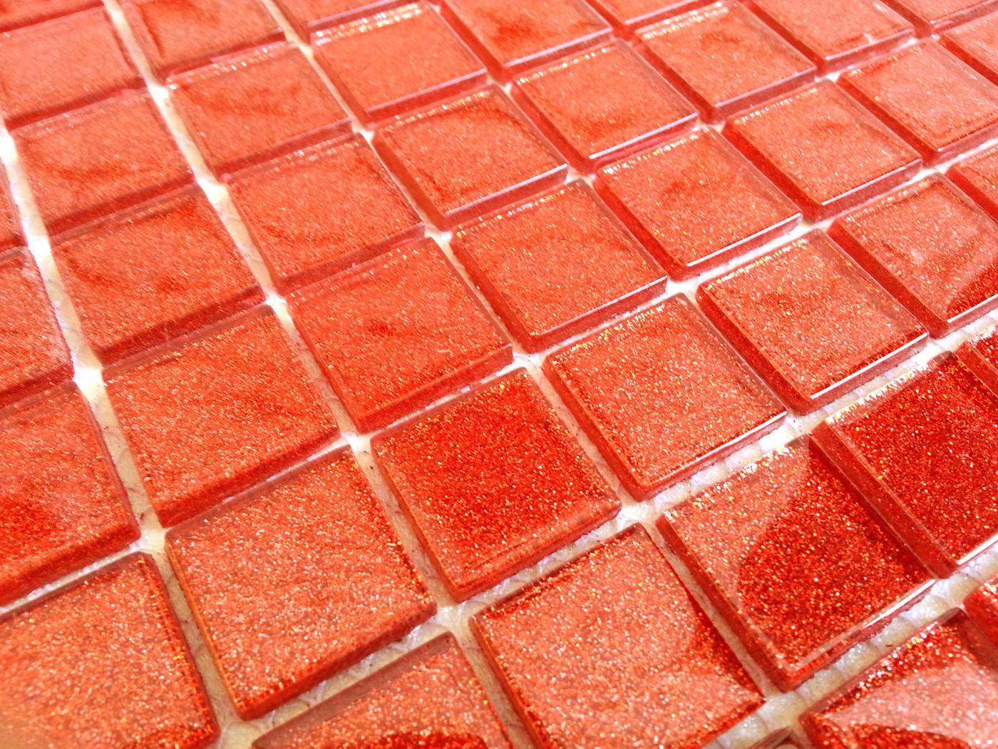 Glitter Red/Orange Glass Feature Walls Bathroom ...