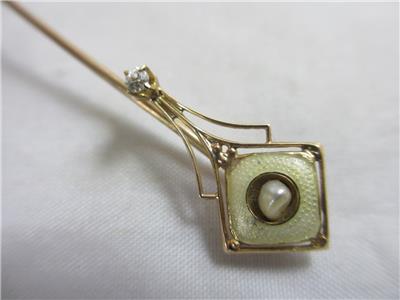 enamel pearl 14k gold comet stick pin brooch enamel pearl 14k gold comet stick pin brooch