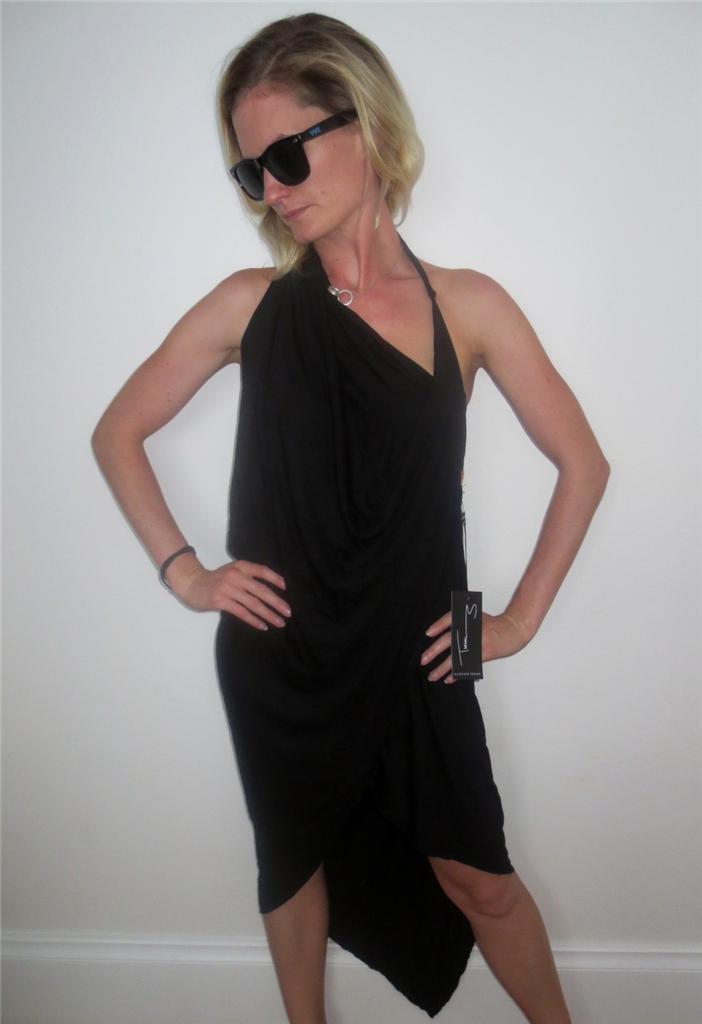 ALISTAIR TRUNG Myer Clingy Halter ASSYMETRICAL LITTLE BLACK DRESS 129 M 12 eBay