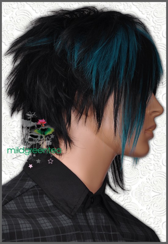 GW373 Black Blue Green Short Straight Cosplay EMO Men's Wig eBay
