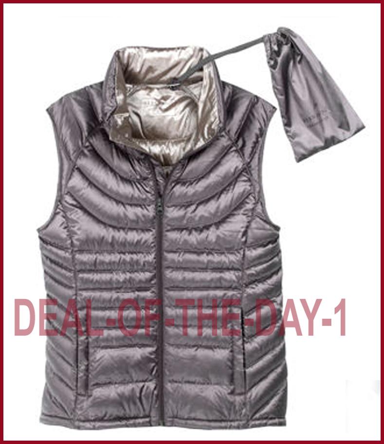 NWT Womens Bernardo Goose Down Vest S L XL Packable w/bag Gray Gunmetal