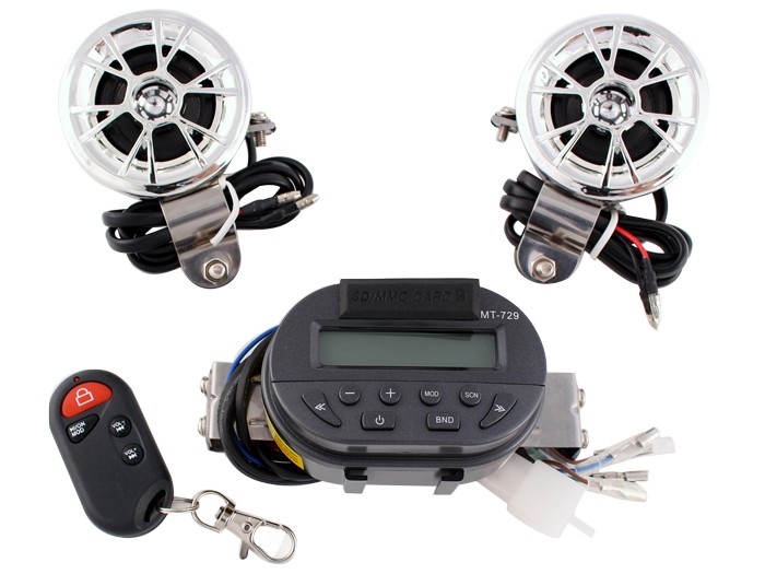 Motorcycle Handlebar Remote Radio Audio MP3 Speaker Stereo Amplifier