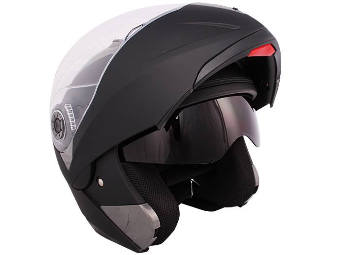 Matte Black Modular Flip Up Dual-visor Sun Shield Motorcycle Helmet Sz 