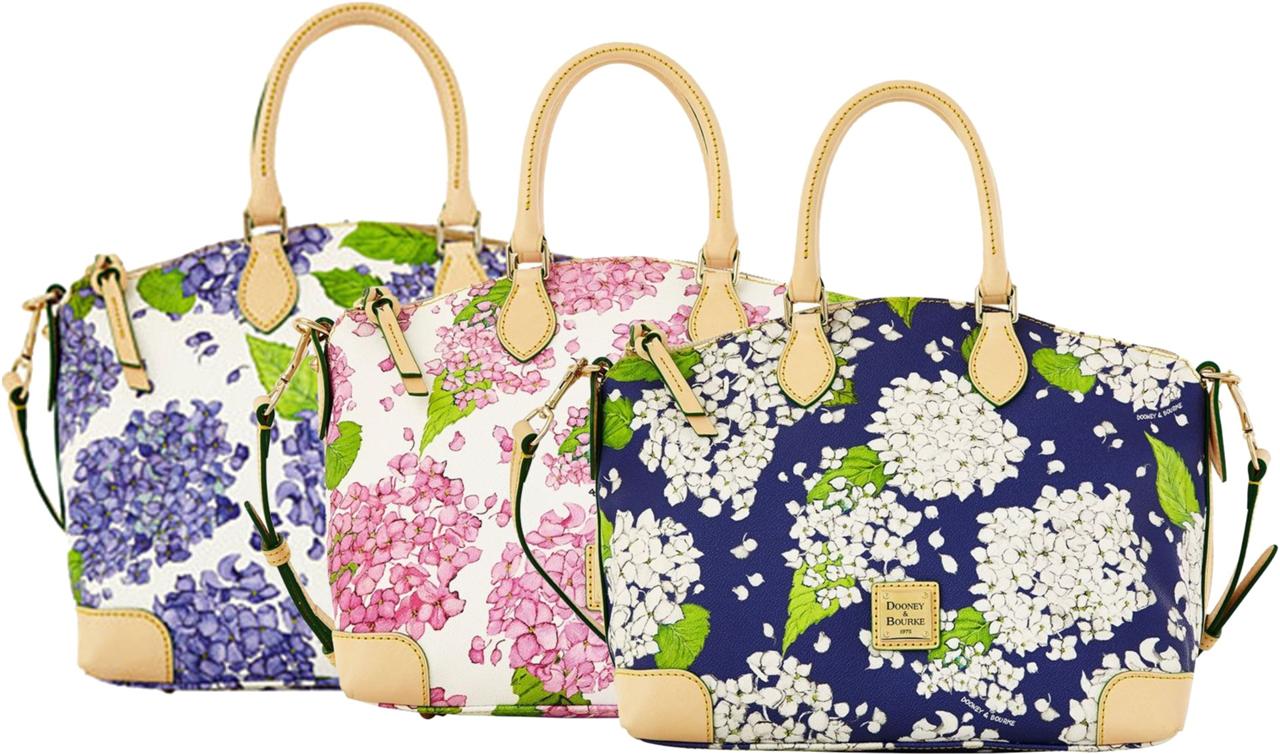 NW Dooney & Bourke Hydrangea Flowers Satchel Bag Purple, Pink, Blue