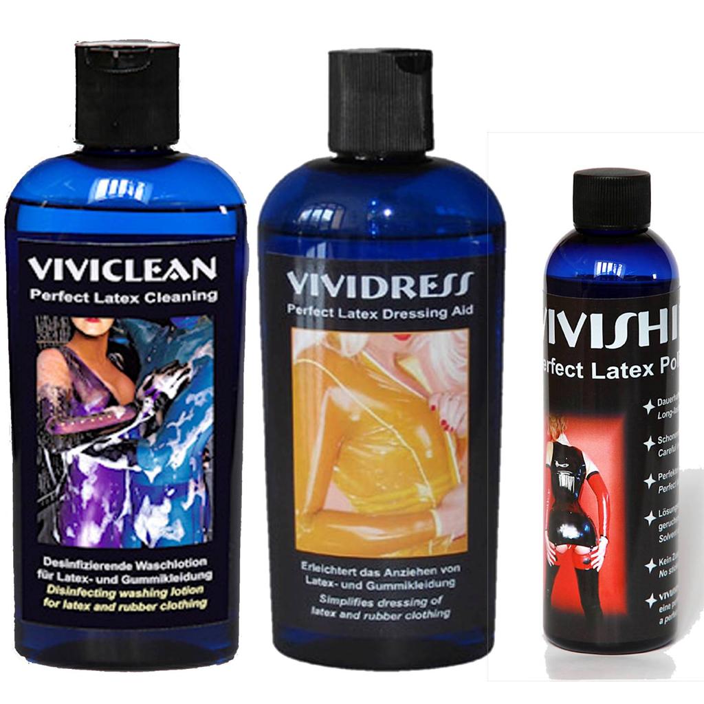 Vivishine 150ml Vividress 250ml And Viviclean 250ml Latex Polish And Care Ebay 2099