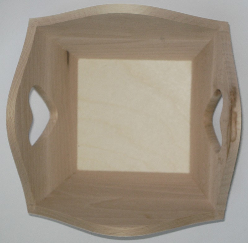 TSB WOODEN FRUIT TRAY WITH HEART HANDLES PLAIN WOOD DECOUPAGE JEWELLERY