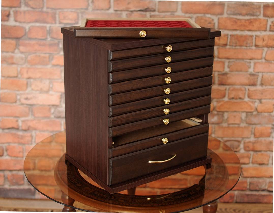 10+1W COIN TRAY COLLECTORS COLLECTION FOR 10 TRAYS + 1 LARGE DRAWER