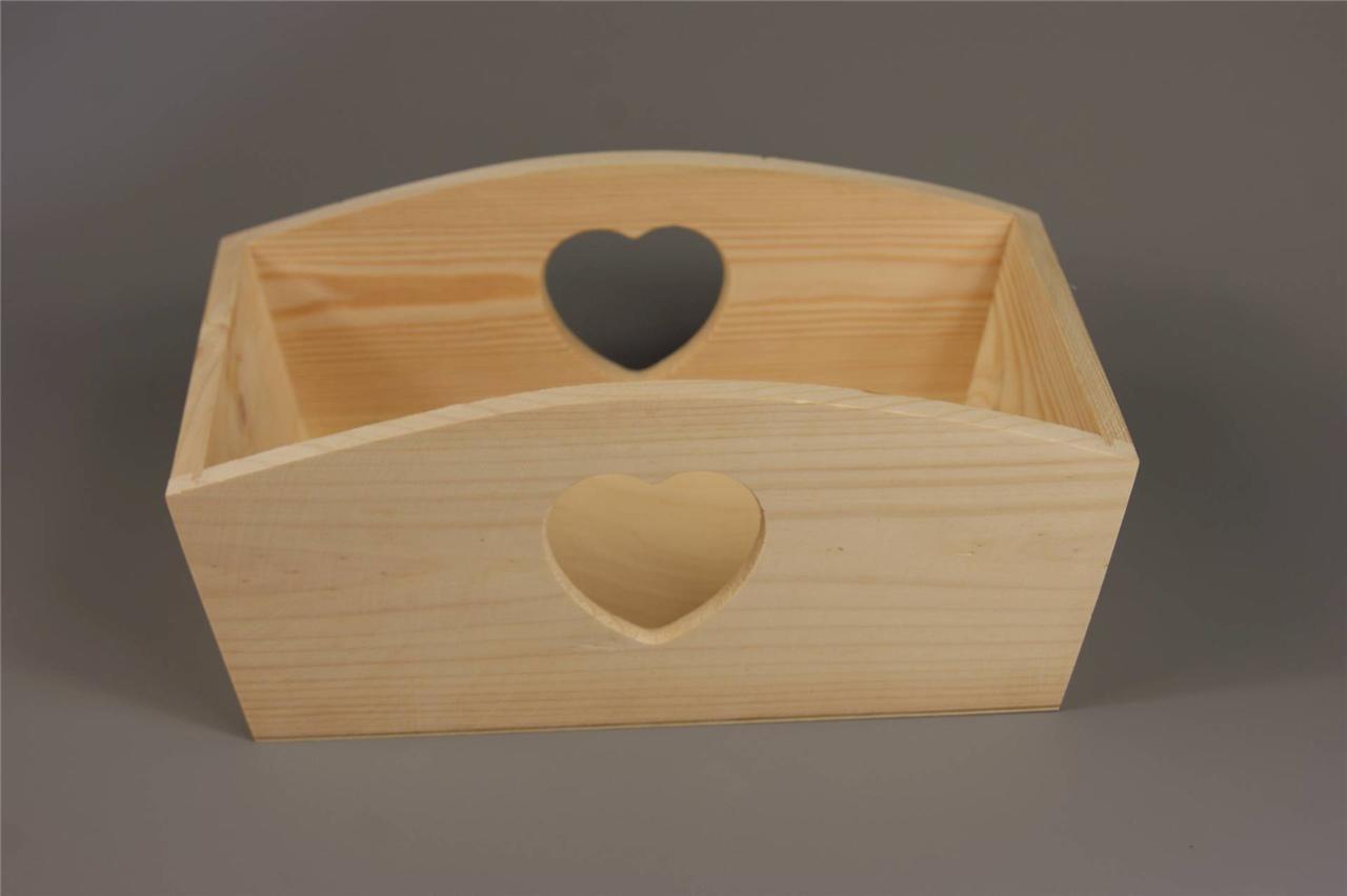 TSM WOODEN FRUIT TRAY WITH HEART HANDLES PLAIN WOOD DECOUPAGE JEWELLERY